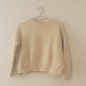 Demylee Giselle Ivory Wool & Cotton Crop Sweater